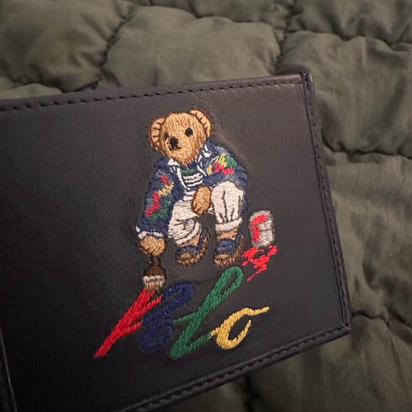 Polo Ralph Lauren Painter Bear Leather Card Holder | Mens Wallet | New - Picture 1 of 3